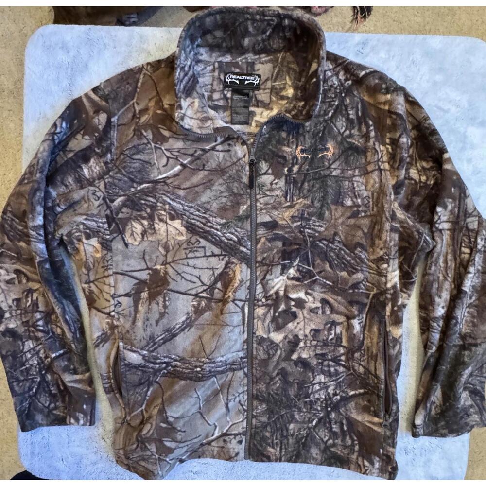 Realtree Camo Jacket 2XL Full Zip Fleece Hunting Outdoors Tree‎ Branch Woods